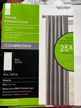 Two “Home” Brand Thermal Blackout Curtain Panels - Blue/Sand